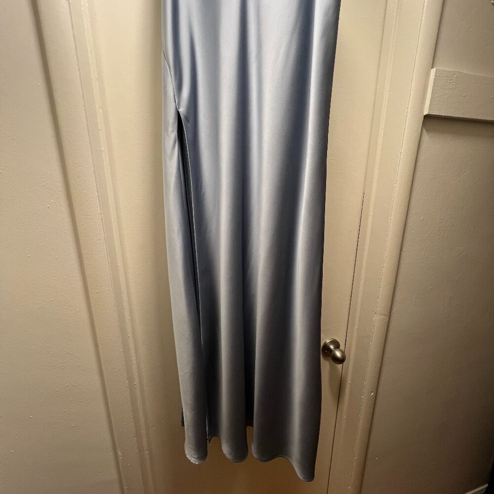 Show Me Your MuMu Anderson Maxi Dress Steel Blue Luxe Satin - Bridesmaid - Picture 5 of 8